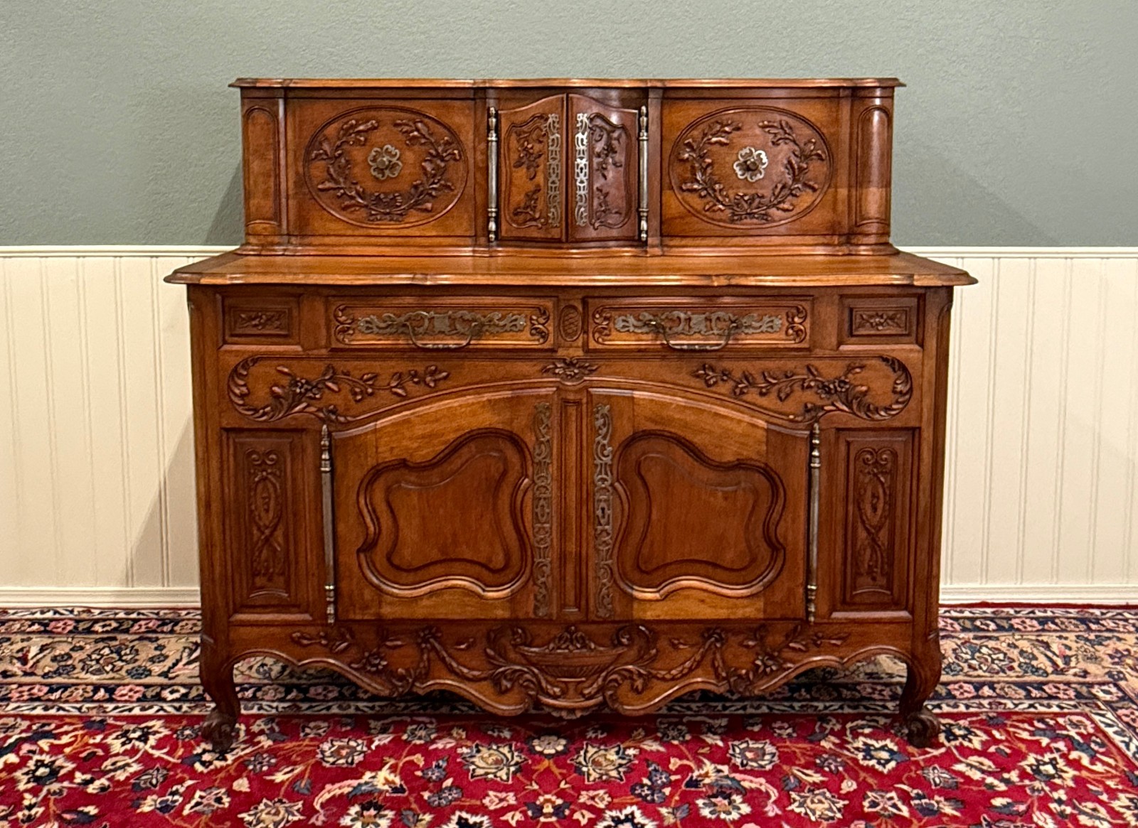 Antique French Buffet Sideboard Server Cupboard Panetiere Highly Carved Oak