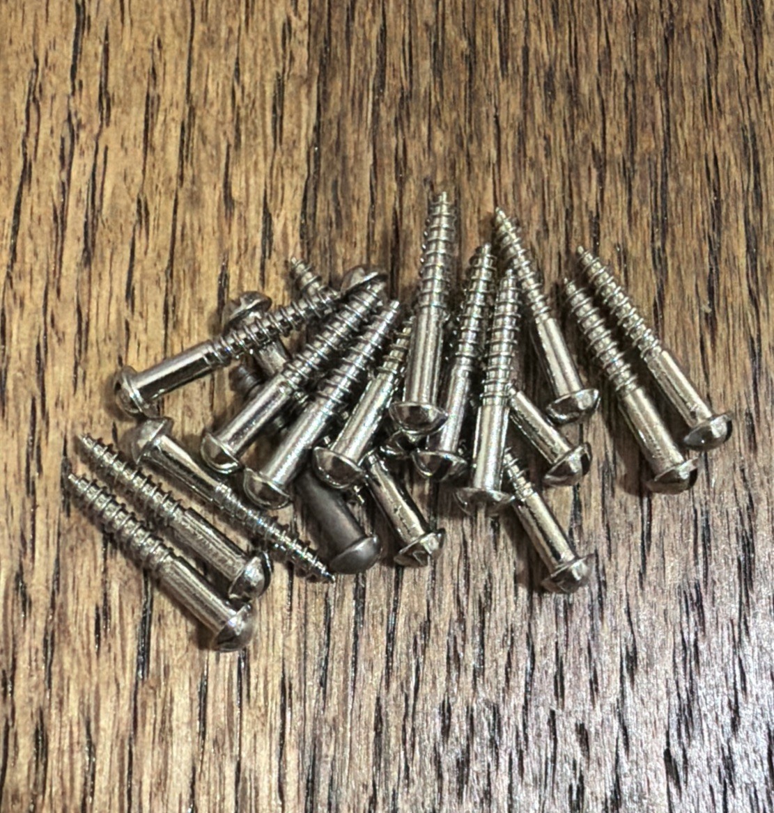 4 X 3/4” Screws Slot Round Head Brass Nickel Plated American Old Stock Free Ship