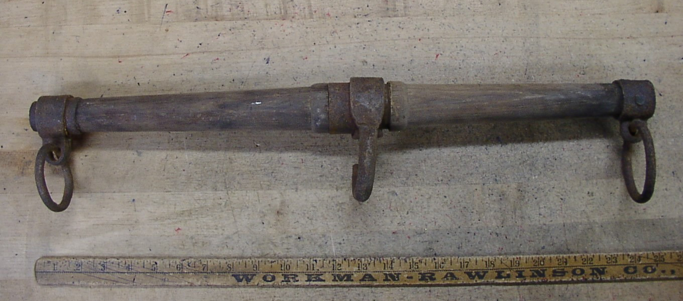 Antique 24” Single Tree Horse Yoke ,Wooden Harness,Iron Hooks /Ranch Decor,L@@K!