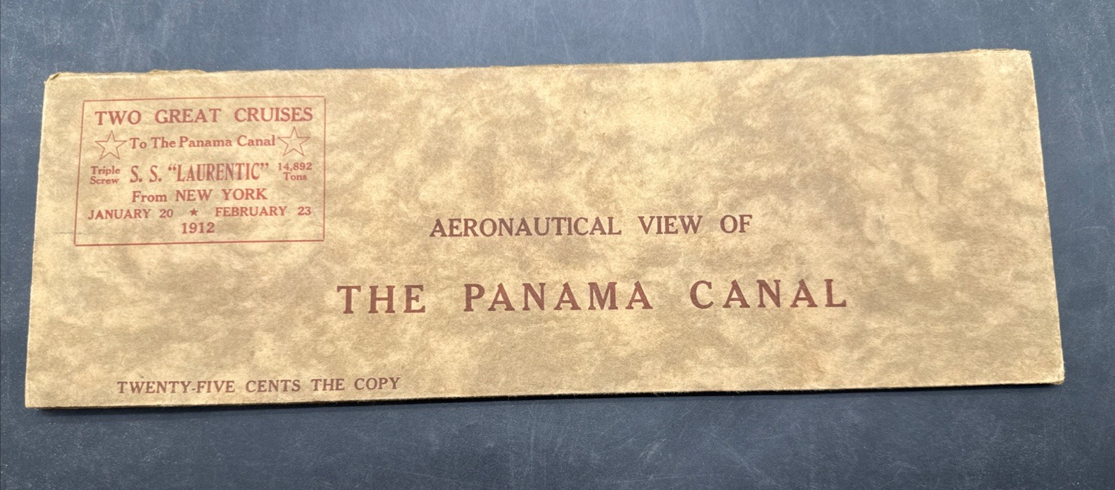 EARLY Aeronautical View Of The Panama Canal Map Central Novelty Company