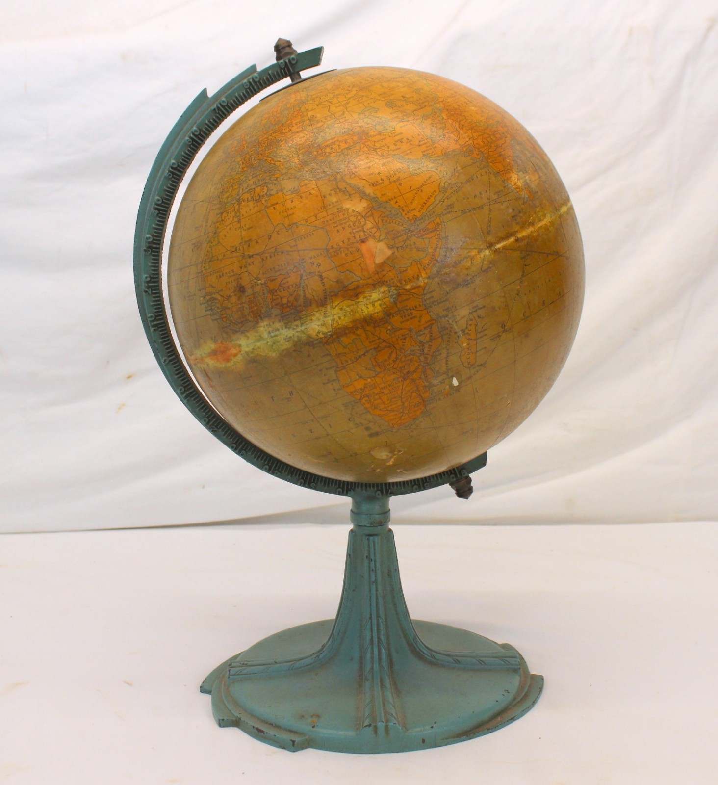 💥Early Hammonds 9″ Terrestrial World Globe on Metal Stand 1920s Display Decor💥