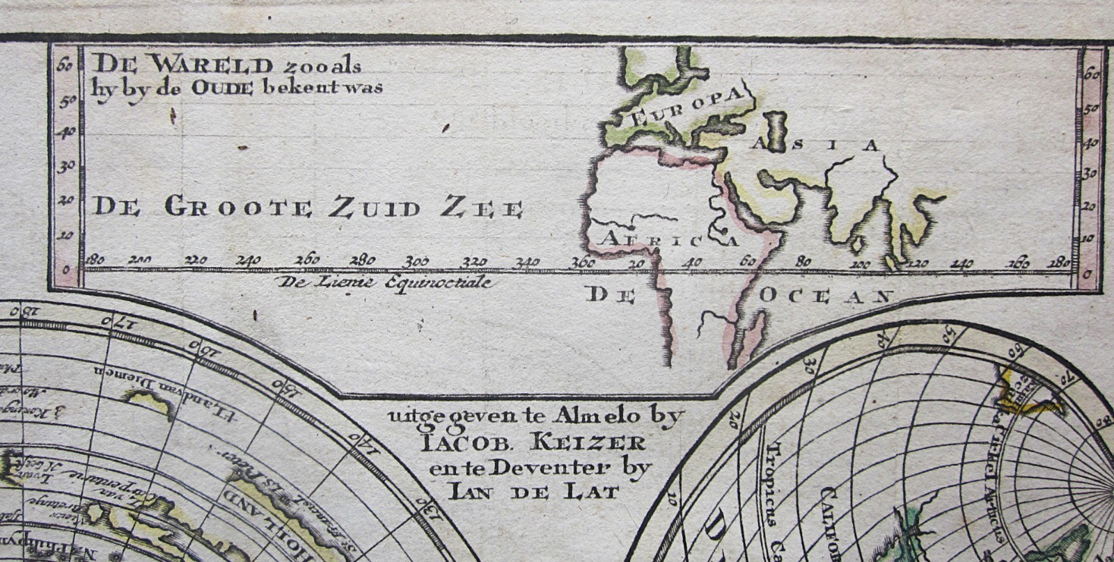 1788 Keizer World Map Antique Cordiform California Island New Holland N Pole