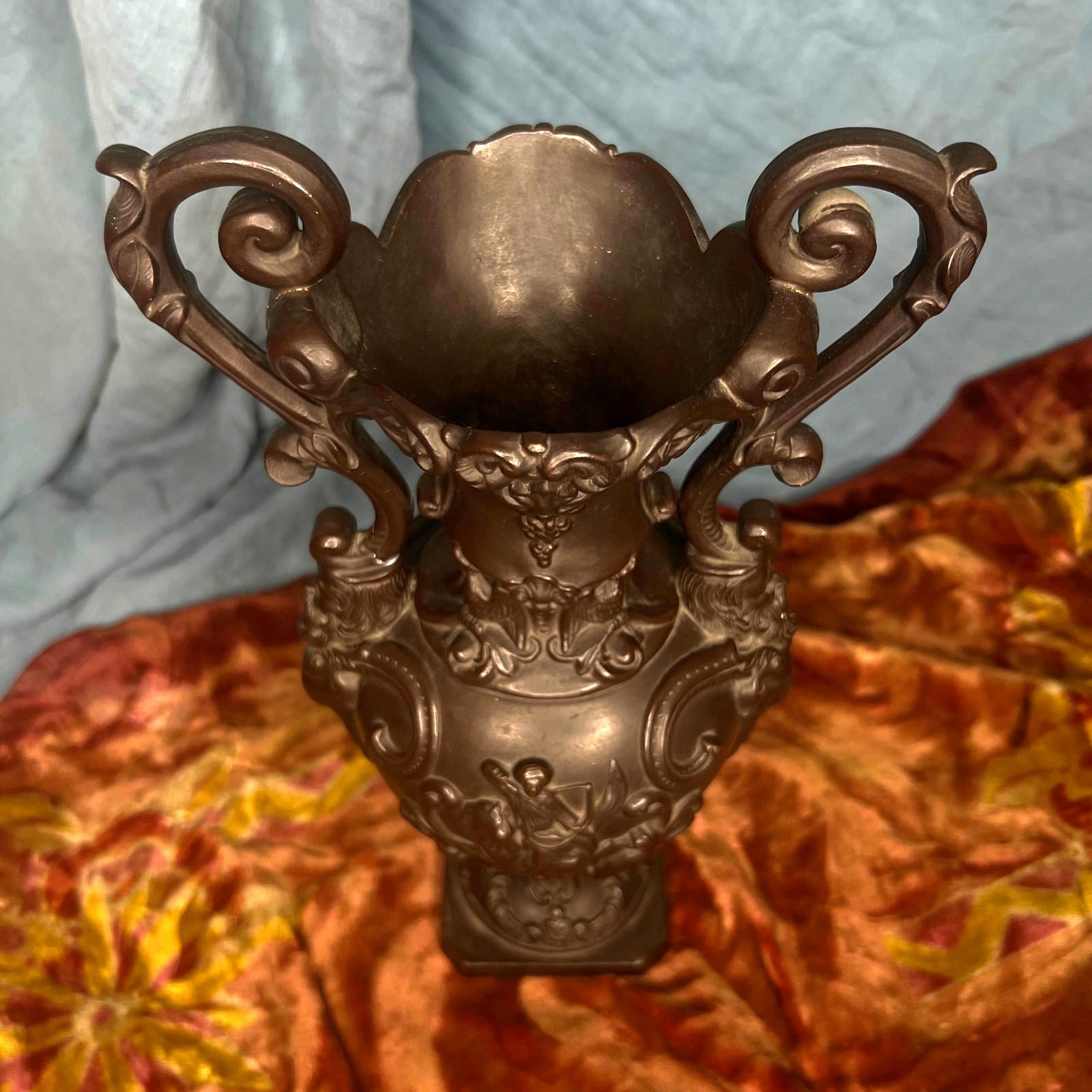 Antique Ferdinand Gerbing Witwe FGW Terracotta Vase 19th Century German Pottery