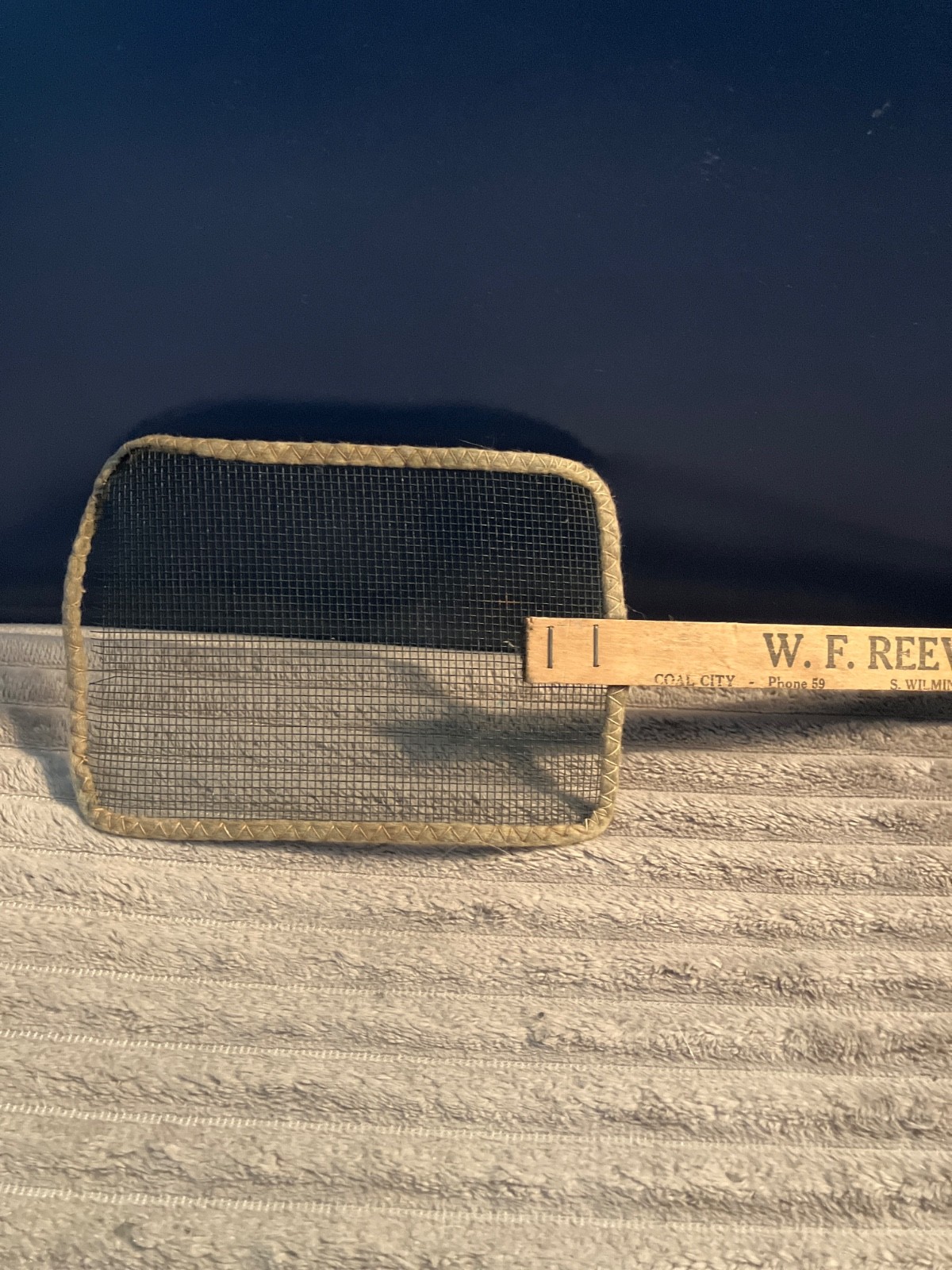 VINTAGE FLY SWATTER – W. F. REEVES – COAL CITY ILLINOIS – BOARD OF HEALTH