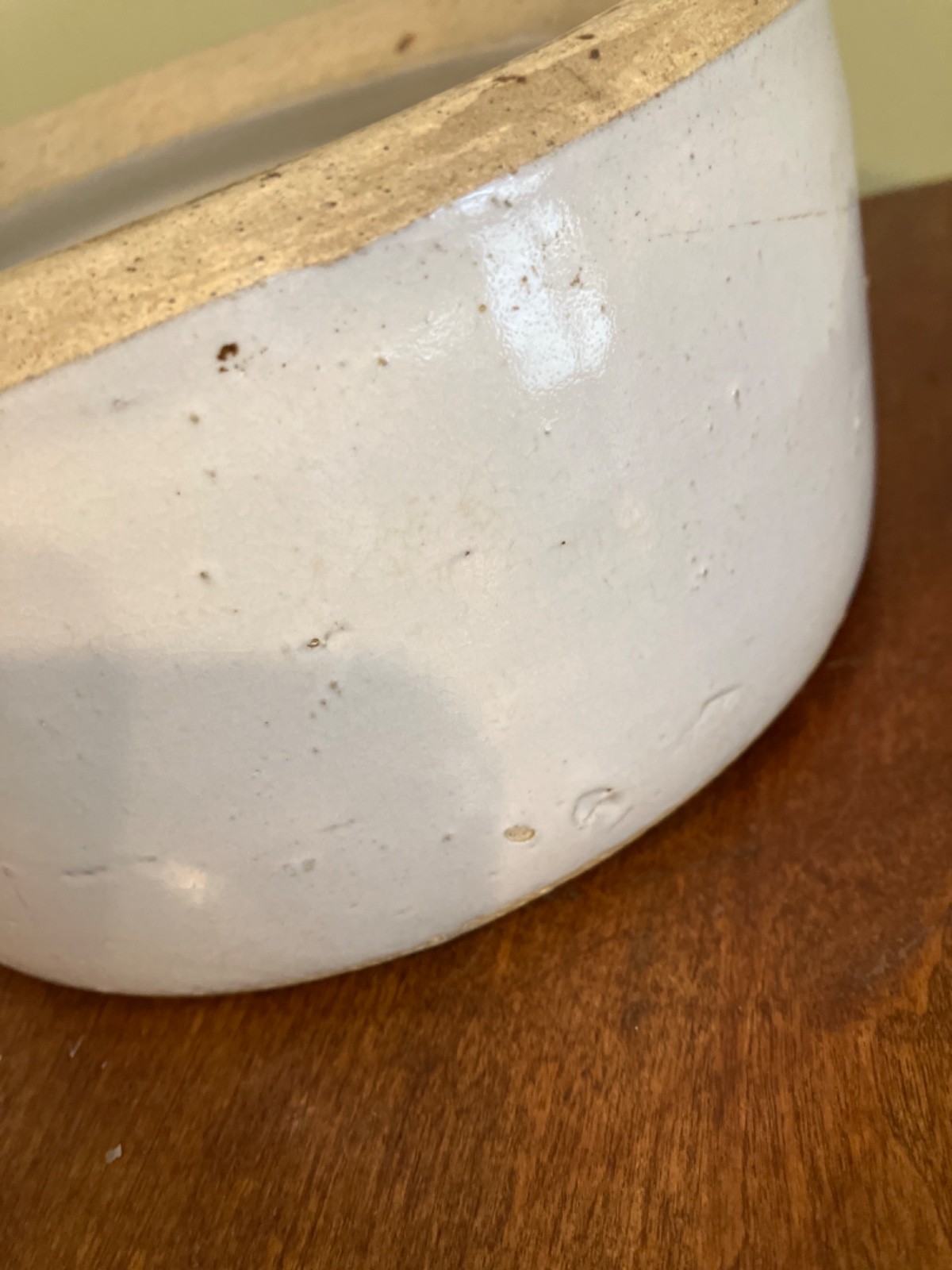 Vintage Old Stoneware Salt/Butter Crock – Antique stoneware 7″d 3.5″ h