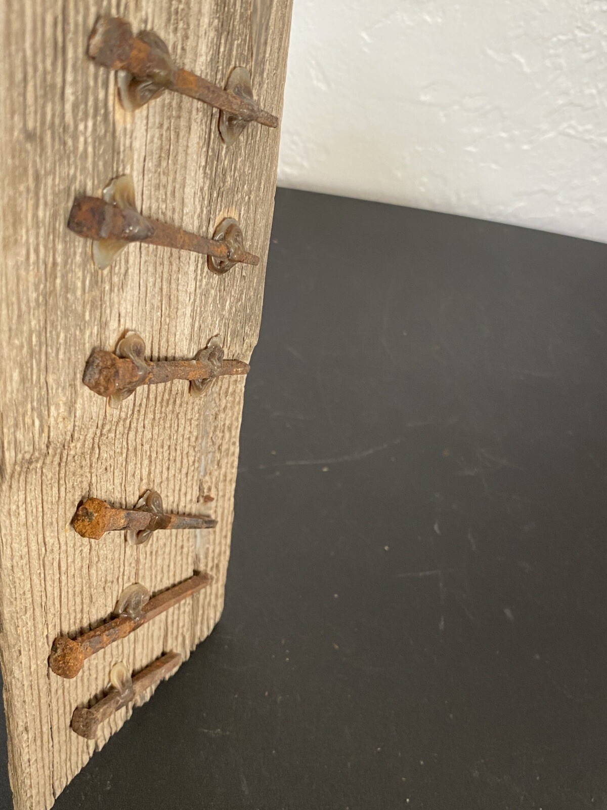 Original 1800’s Antique Square Nails and Wood Piece Art Decor Collector piece