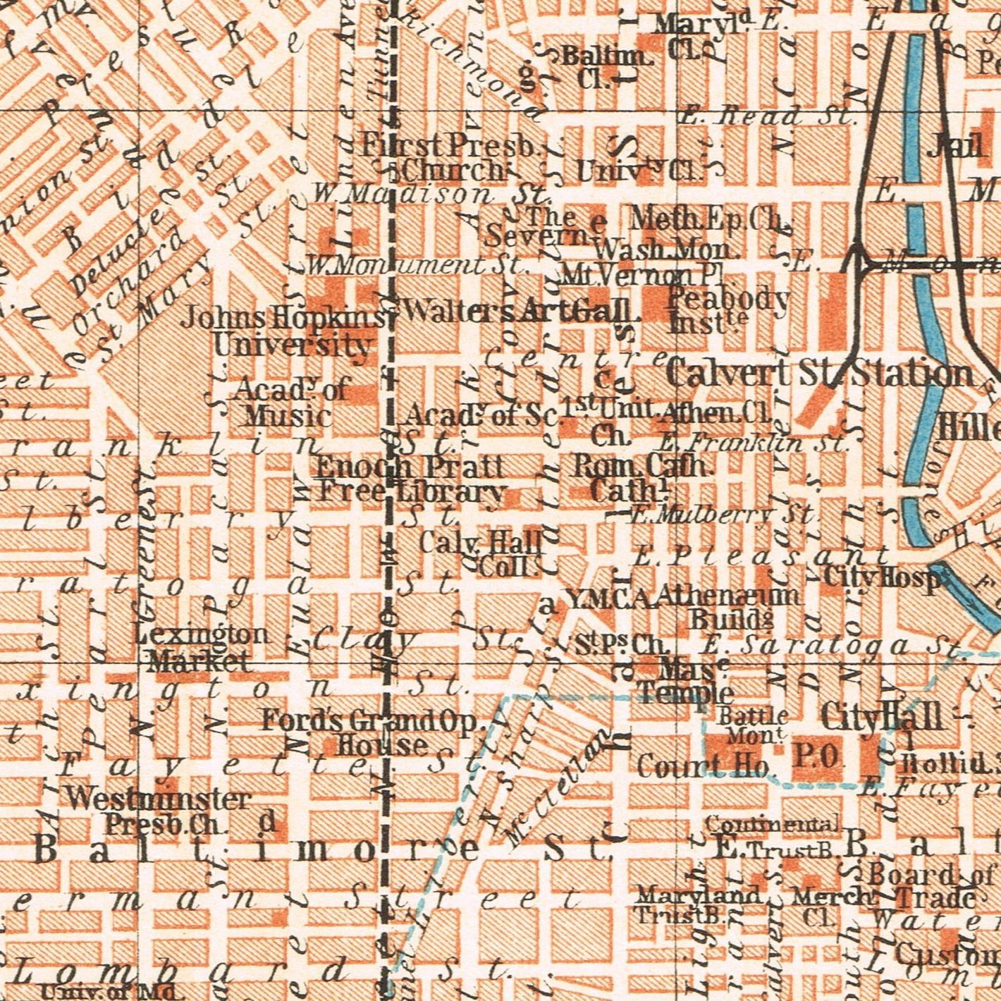 BALTIMORE 1904 Original Authentic Map Maryland State USA