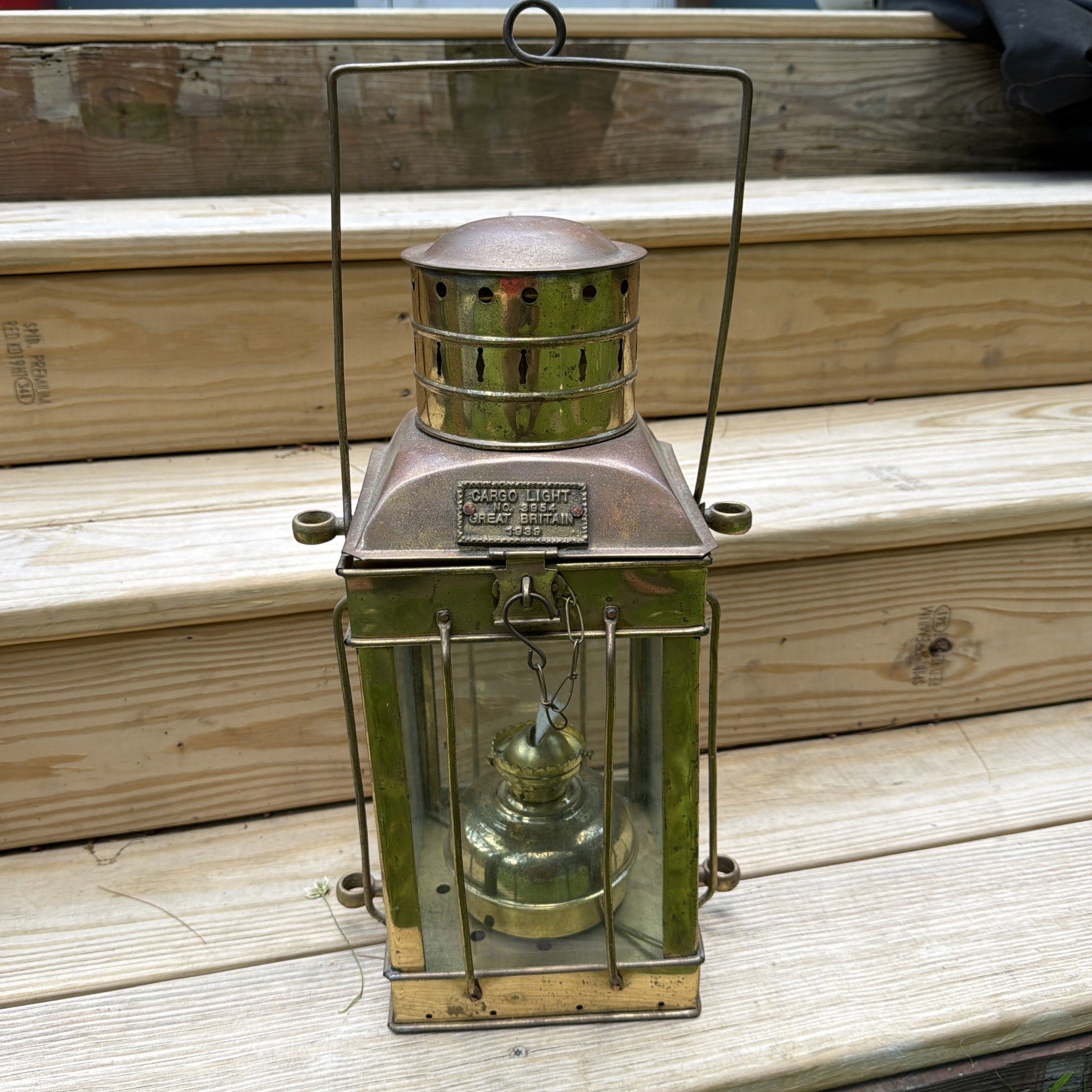 VTG 1939 Brass Cargo Ship Hanging Light Great Britain Nautical Lantern Lamp