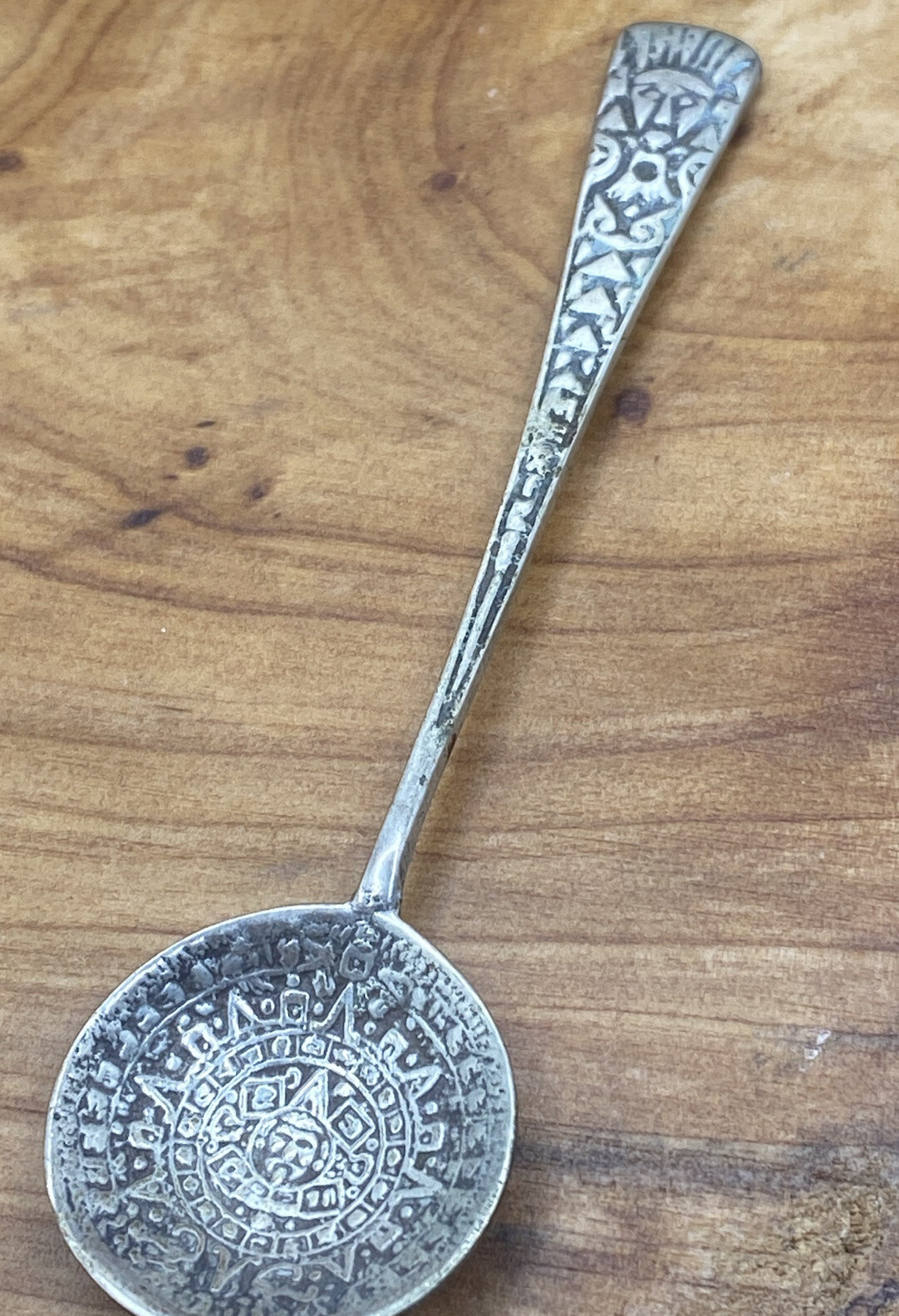 MEXICO STERLING SILVER MAYAN CALENDAR SOUVENIR SPOON 925