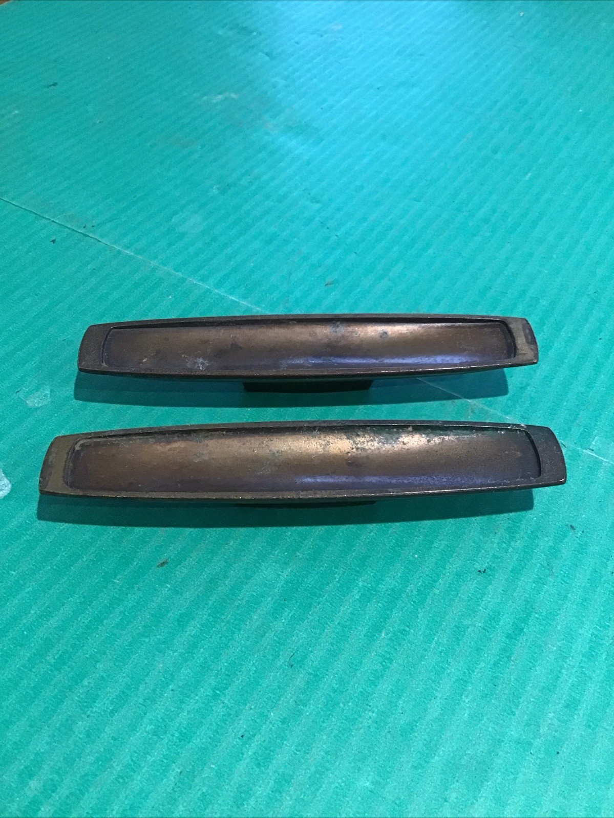 Lot of 2 KBC 6″ Concave Dish Brass Rectangle Drawer Pulls Handle 1.25″ COC