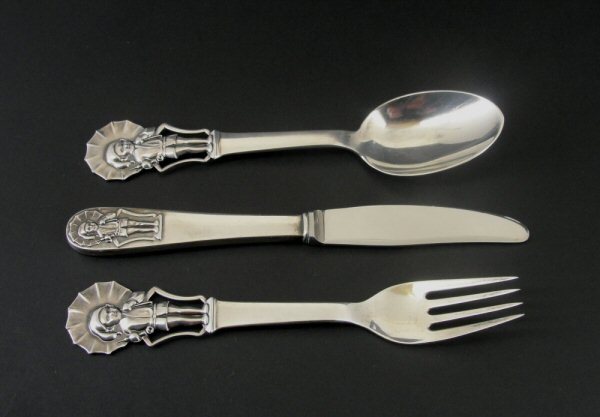 Vintage Cohr Denmark Child’s Set Fork Knife Spoon Sterling Silver Set of 3