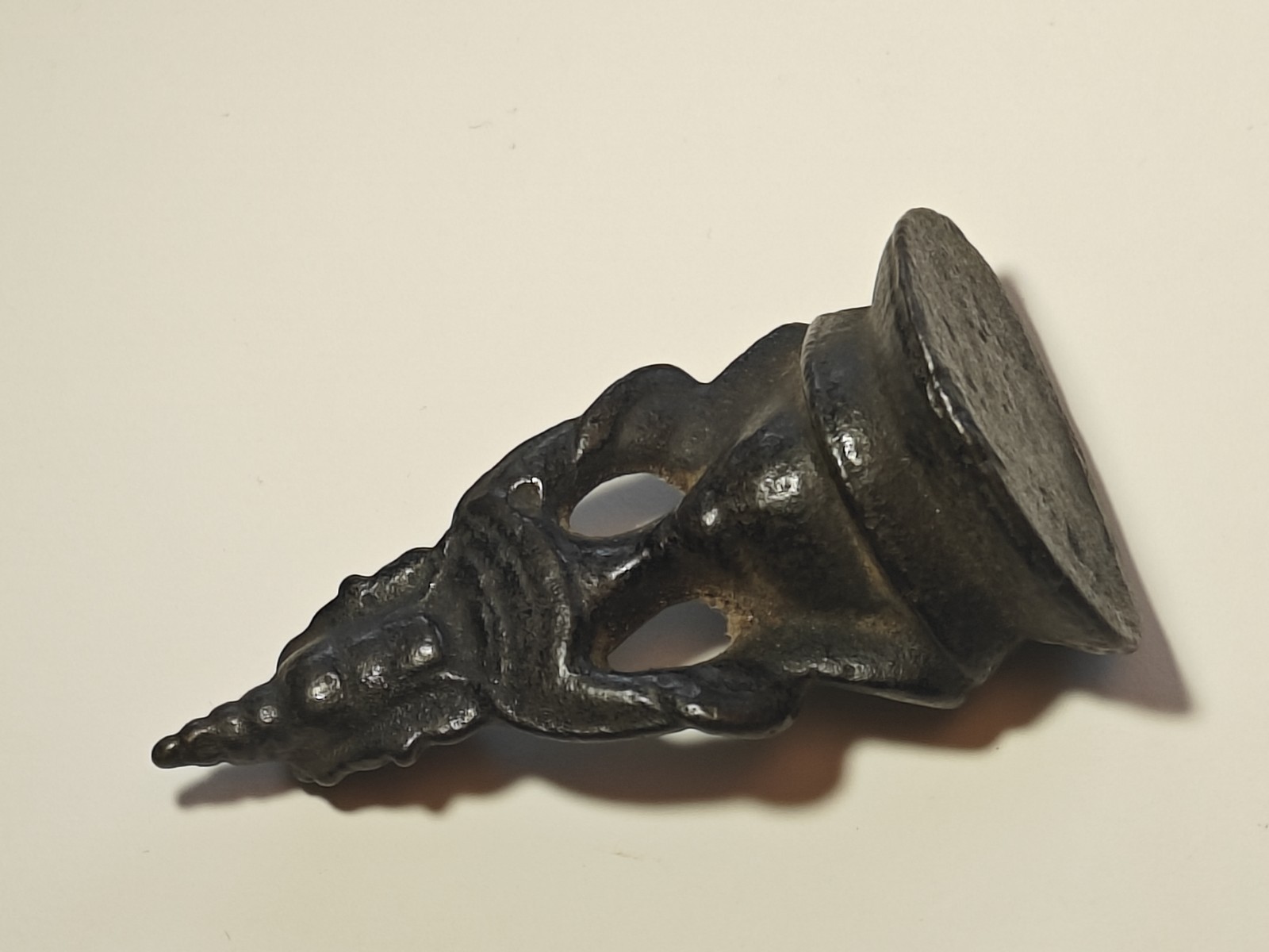 Cast Iron Thai Buddha Miniature Temple Figure, Antique