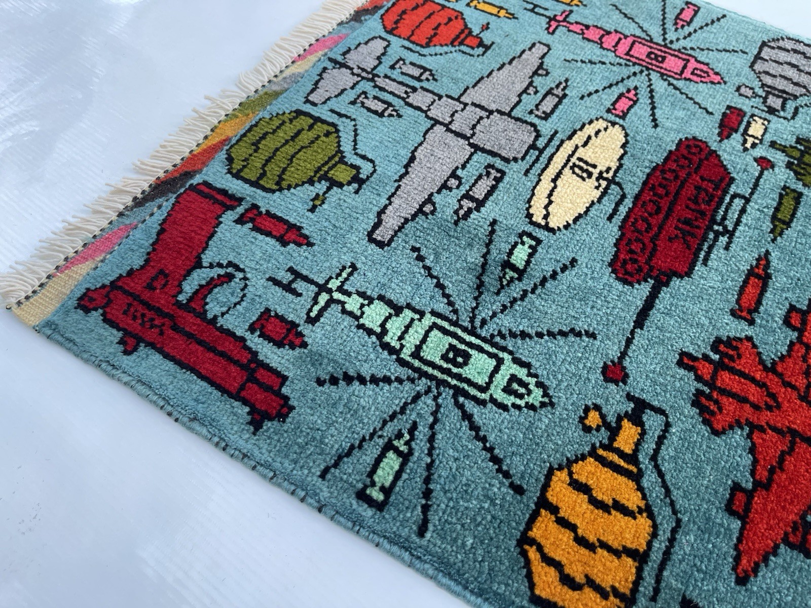 #413 War rug Afghan War Rug Wool Rug Beautifully Made Small War Rug 55x54cm