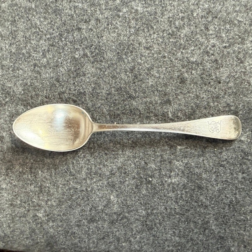 Antique William Page WP EP Silver Plate Teaspoon Monogrammed Fiddle Shell Spoon