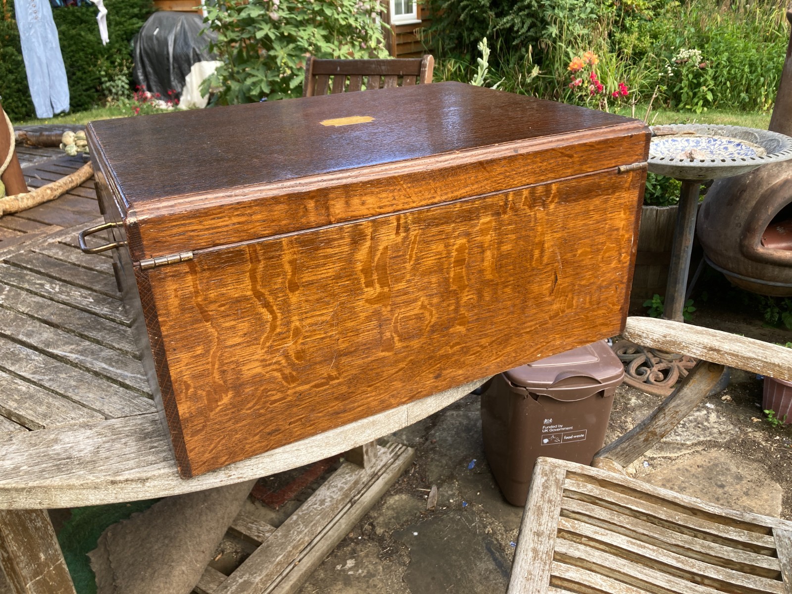 ANTIQUE SOLID GOLDEN OAK COLLECTORS BOX/DRAWERS 19 x 14 x 9.5″ H working key