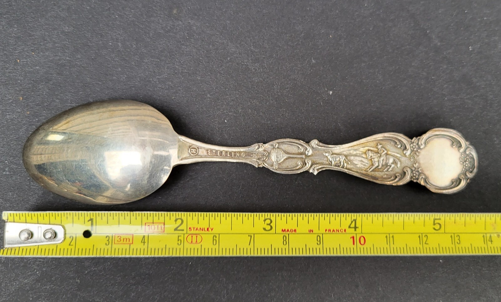 Prospector Mining Cowboy Steer Sterling Silver Souvenir Spoon Denver Colorado