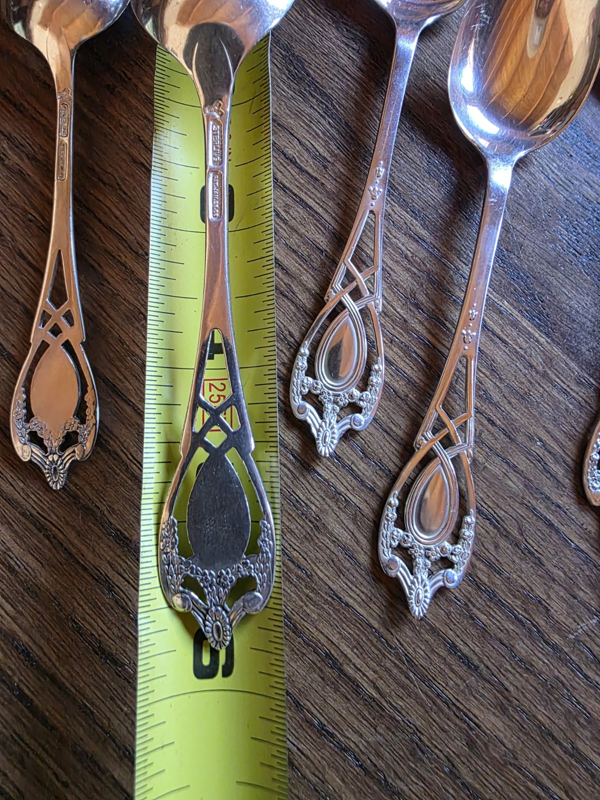 Antique 1908 Sterling Silver Monticello by Lunt Spoons Lot of 6 Two Sizes 98gr
