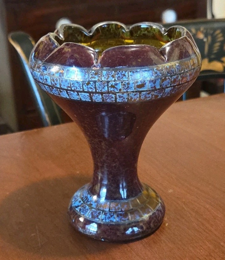 Continental Art Glass Vase Silver Overlay Antique Secessionist