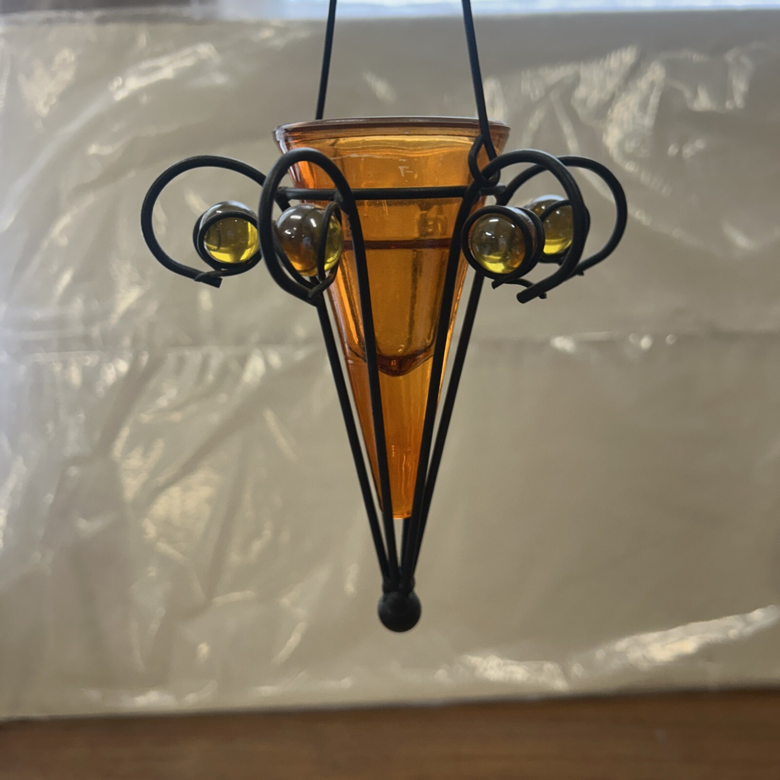 MCM Metal Glass Cone Shaped Atomic Hanging Candle Holder