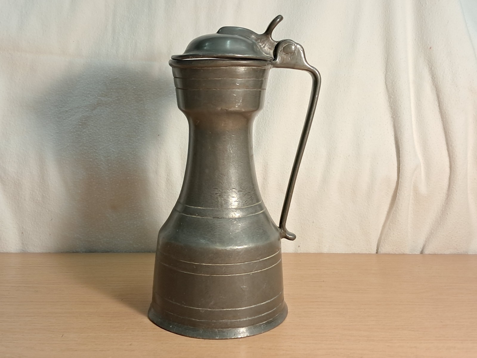 Antique Pewter Tappit Hen Thumb Piece Lidded Pitcher London Touch Marks