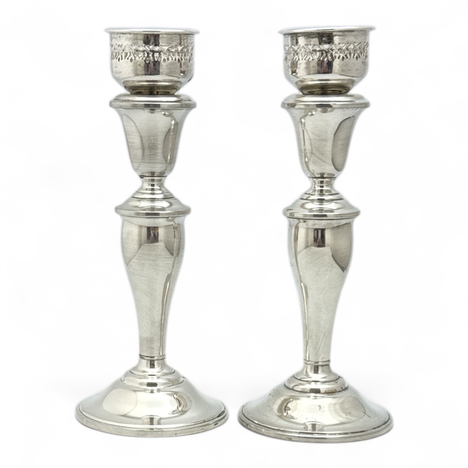 2 Gotham Sterling Taper Candle Holder Candlestick Weighted with Peg Holders