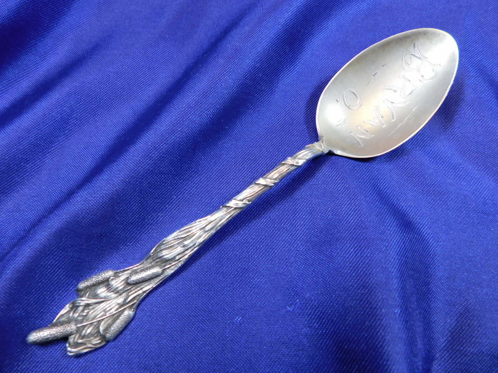 PAYE & BAKER CATTAILS STERLING SILVER COFFEE SPOON – VERY GOOD CONDITION MONO