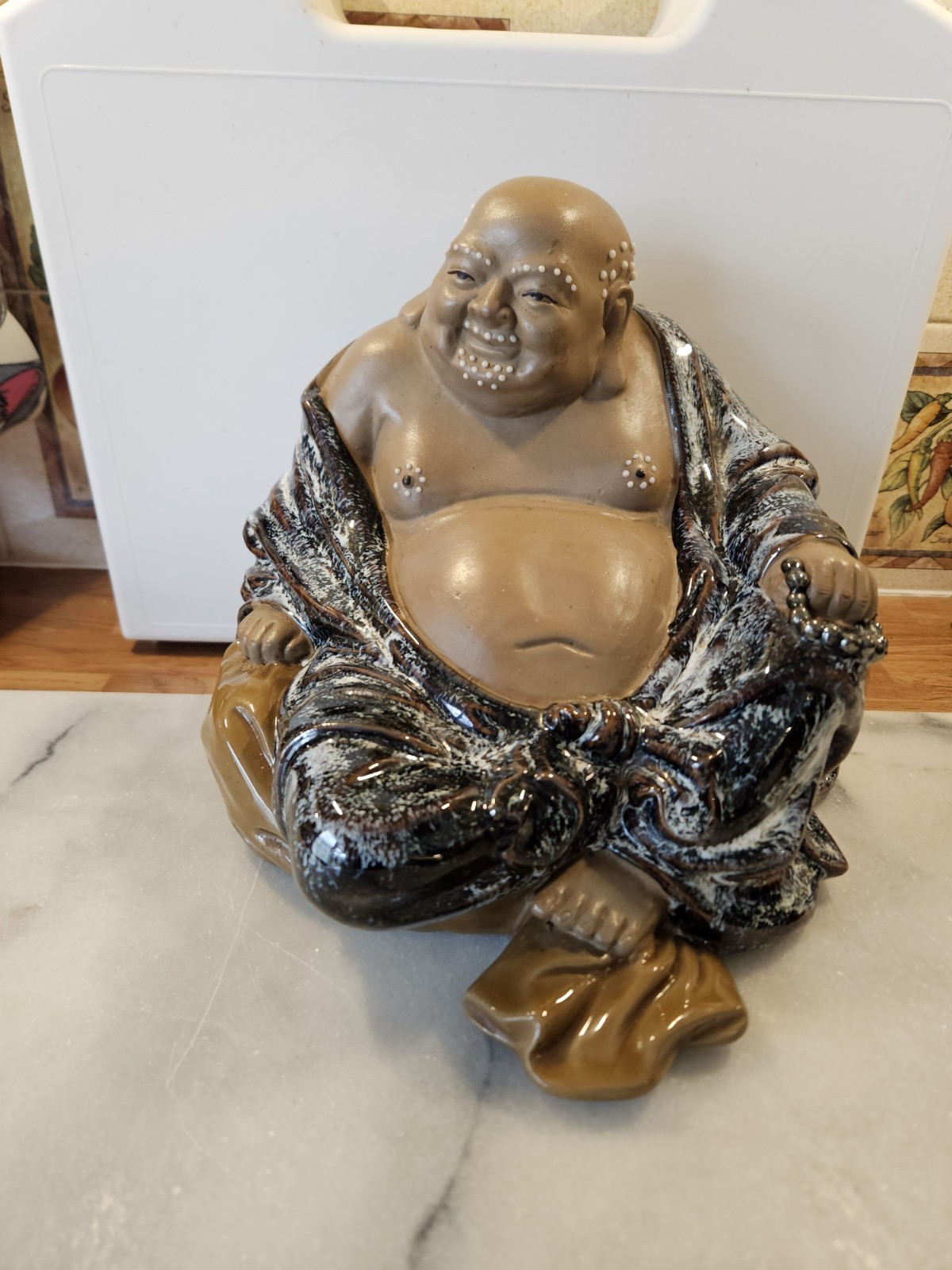 Chinese Happy Large Laughing Buddha Mudman Figurine H10″ X W10″ Wt 2kg Vgc