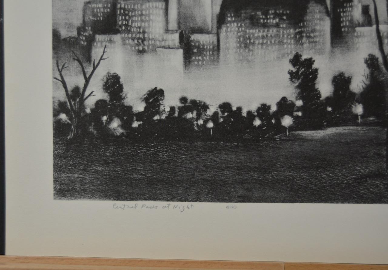 Adolph Dehn Central Park At Night Vintage Art Print Antique 1930’s