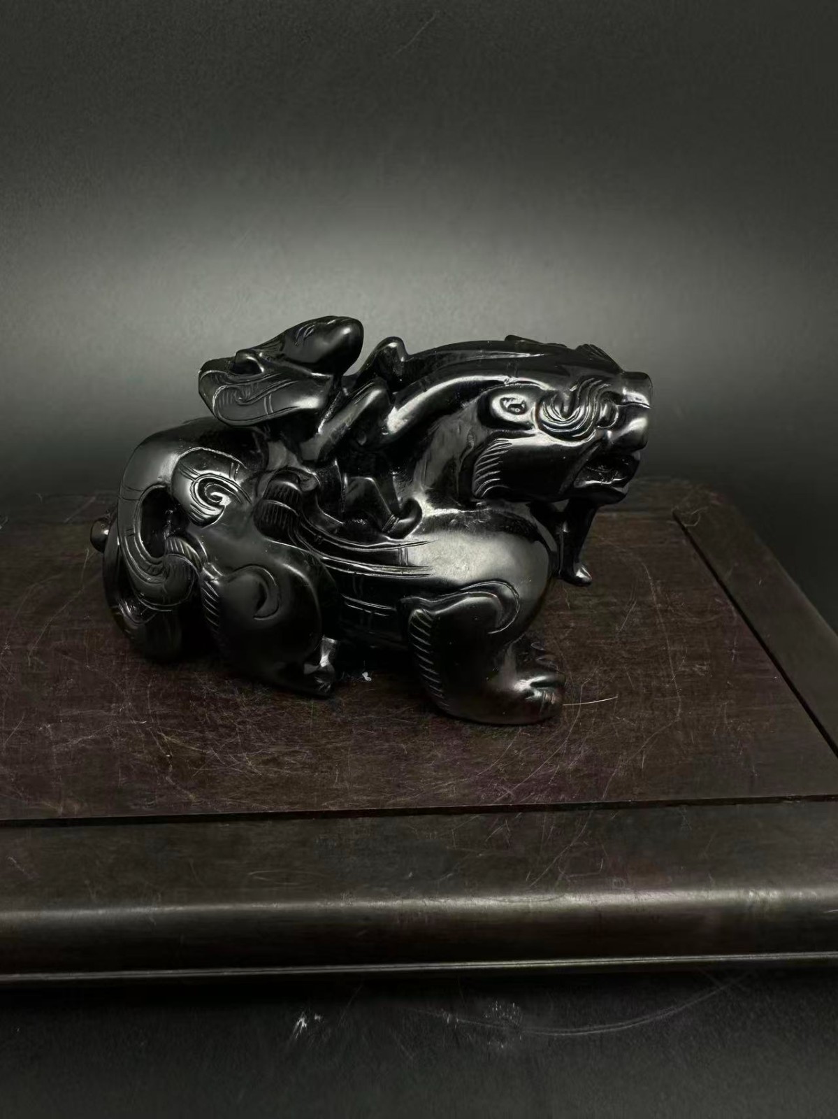 2.97-inch Chinese antique jade beast