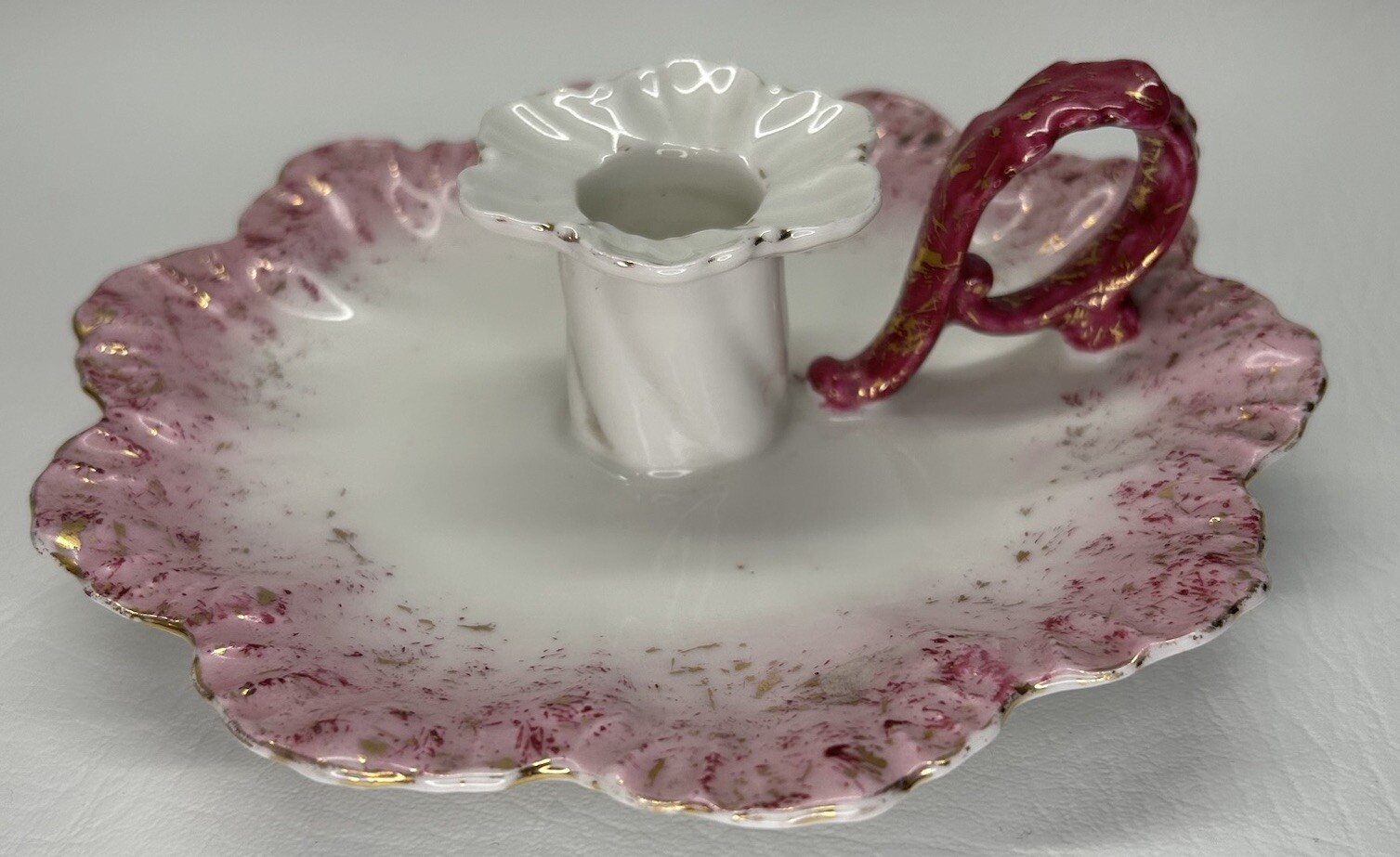 Antique 1911 Limoges Alfred Lanternier Chamberstick Scalloped Oyster Very Rare