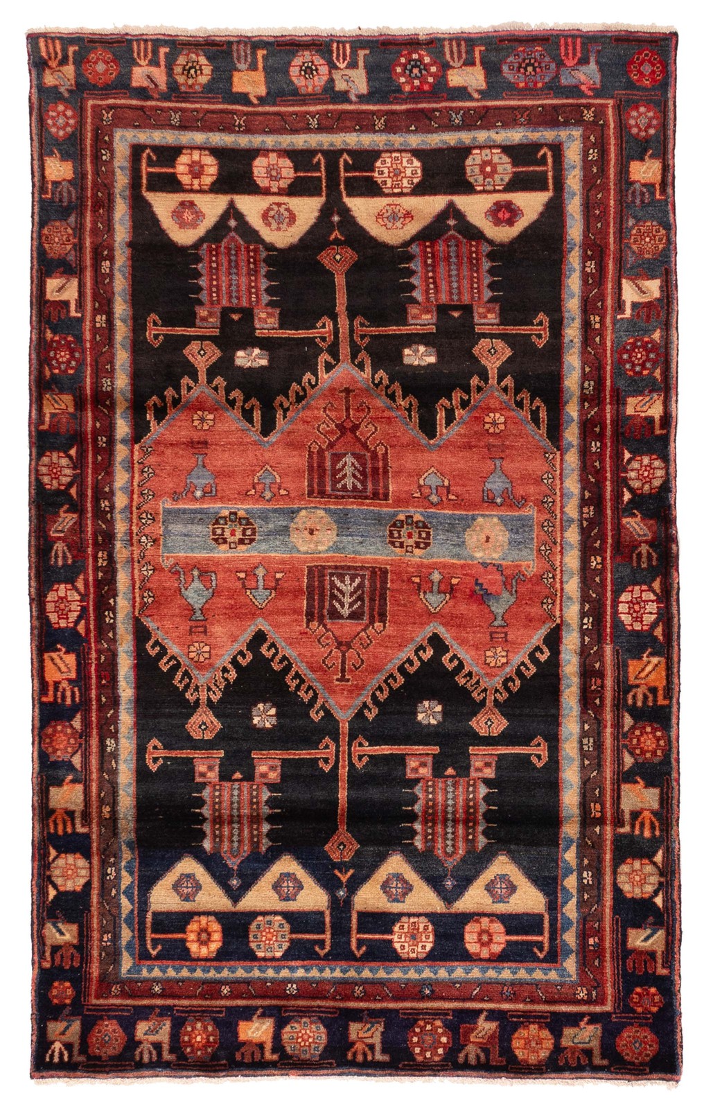 Vintage Hand-Knotted Area Rug 4’7″ x 7’3″ Traditional Oriental Wool Carpet