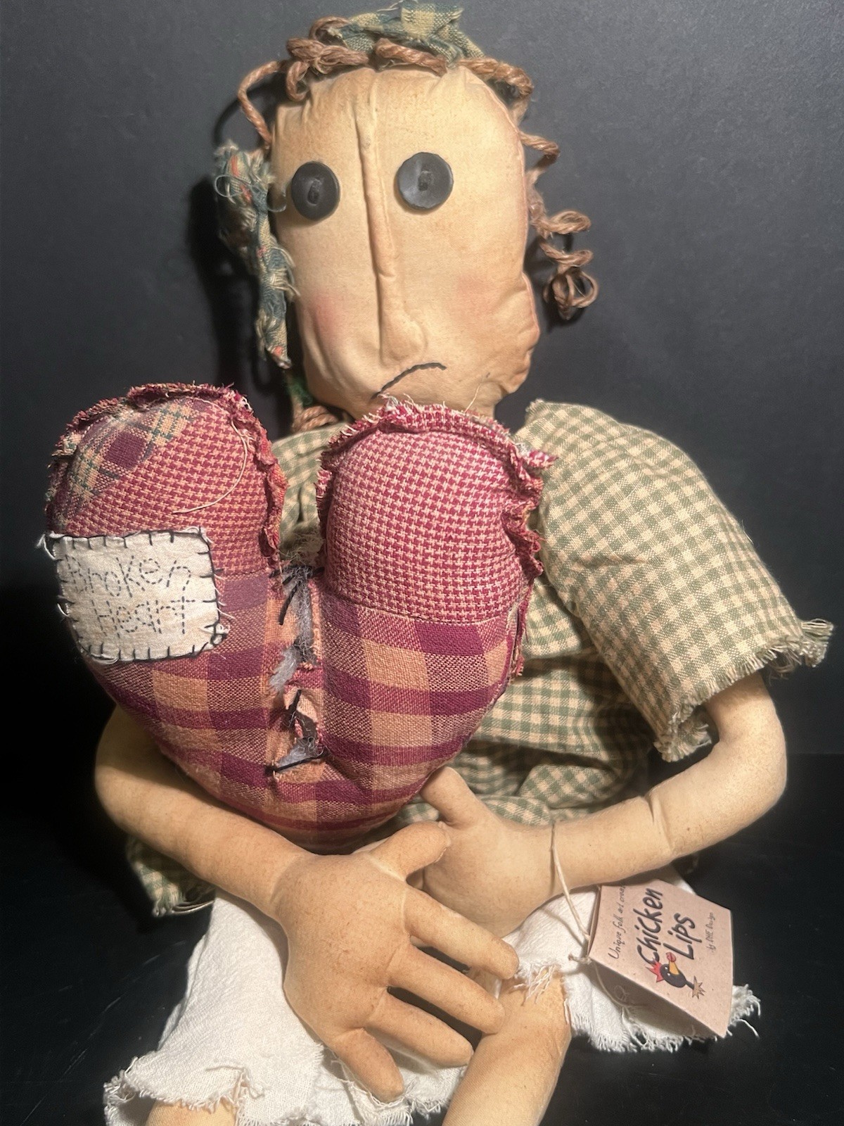 David Everett CHICKEN LIPS COUNTRY PRIMITIVE RAG DOLL/SIGNED 2003/OOAK/RARE