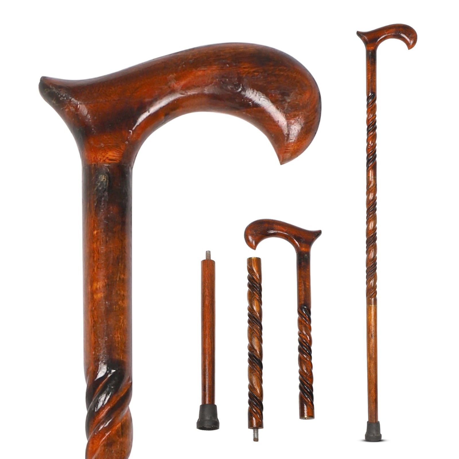 KSJONE Wood Cane 36 Inches Natural Classic Wood Walking Stick Fancy Canes Erg…