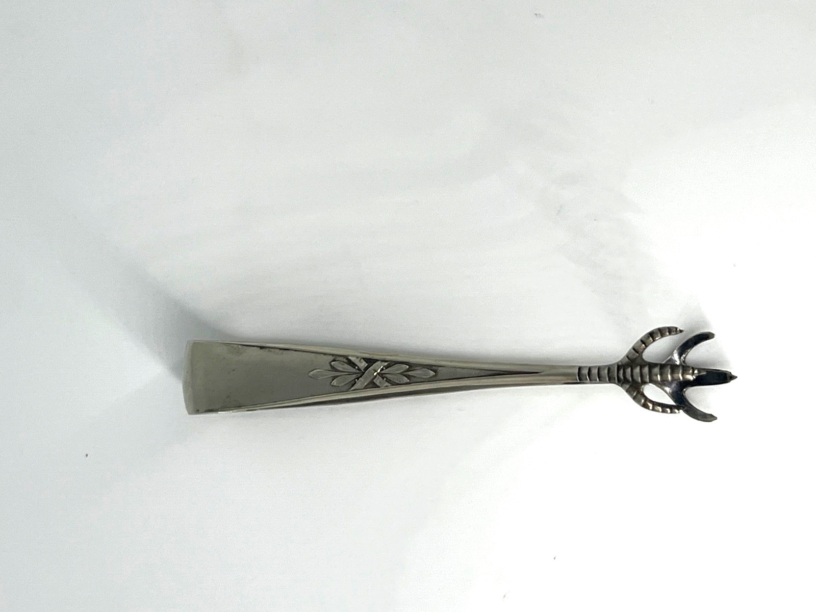 Victorian Art Nouveau Alpacca Silver Sugar Tongs Vintage Tea Ice Cube Talons
