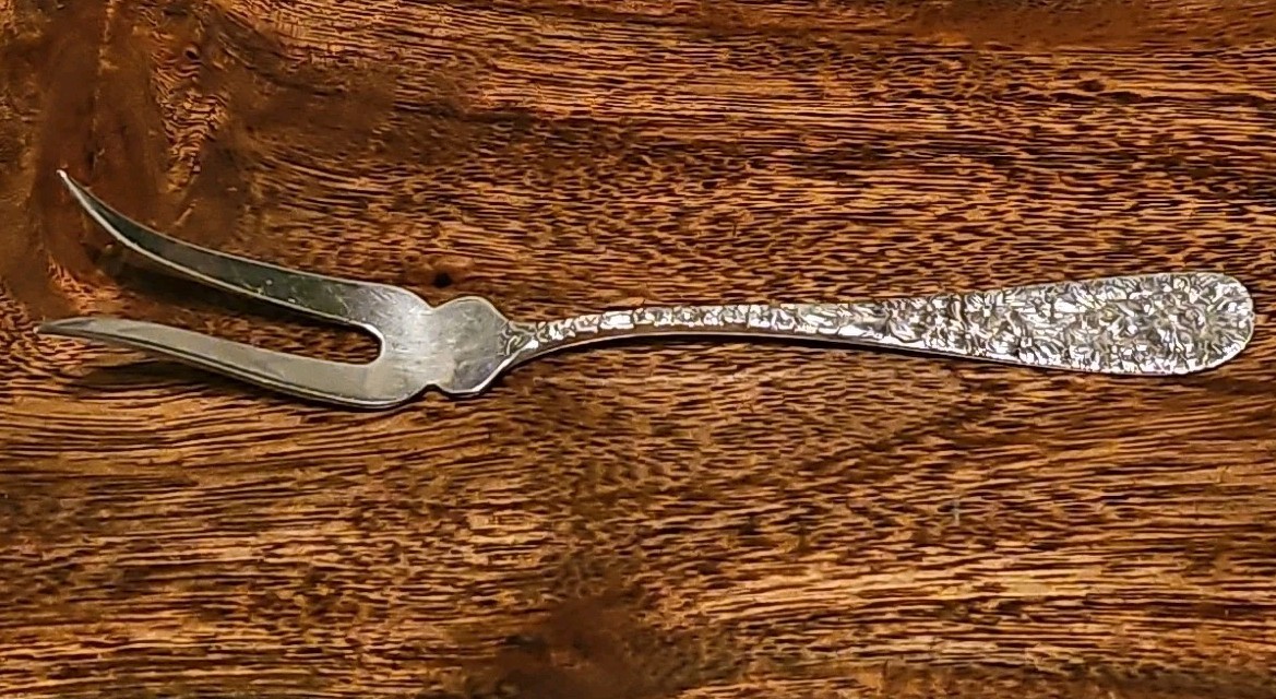 Antique Stieff Rose Sterling Silver Two Tine Lemon Fork 4.75 ” Letter R on Back