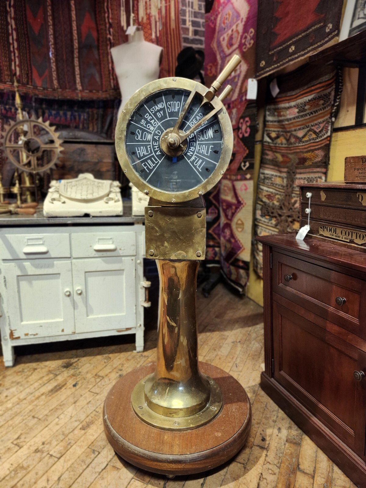 Chadburns Brass Ship Engine Order Telegraph Double Sided Rolling Base 52″