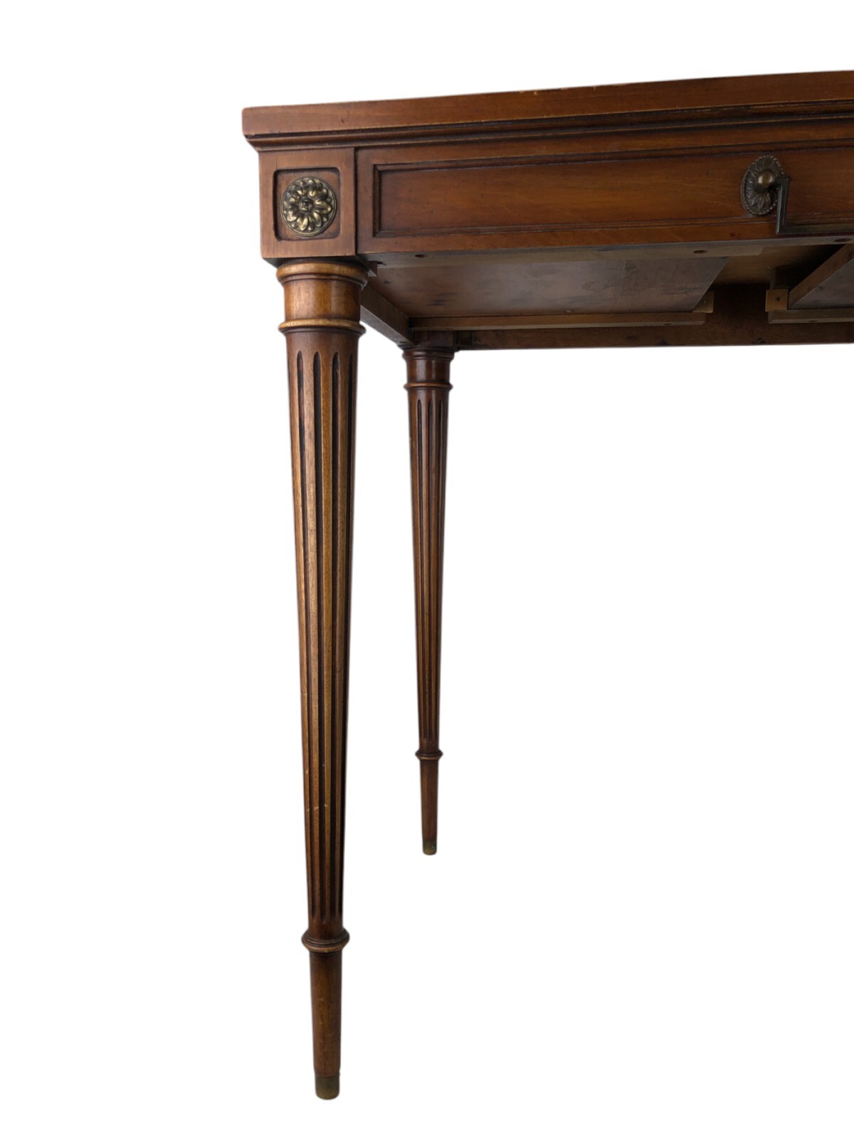 1930s Vintage Weiman Heirloom Leather Top Sheraton Style Table w/ 2 Leaves 412