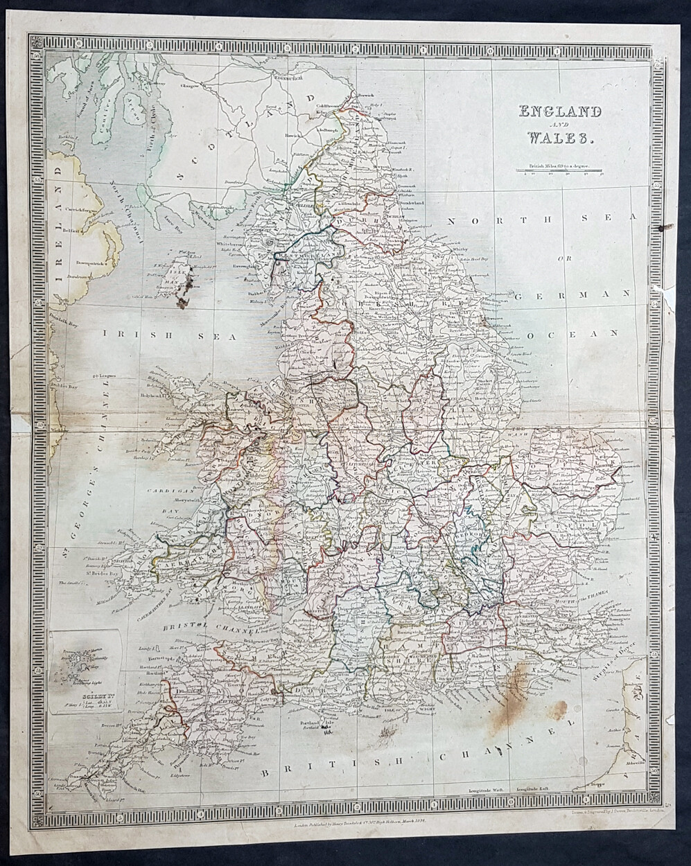 1834 Henry Teesdale Antique Map of England & Wales