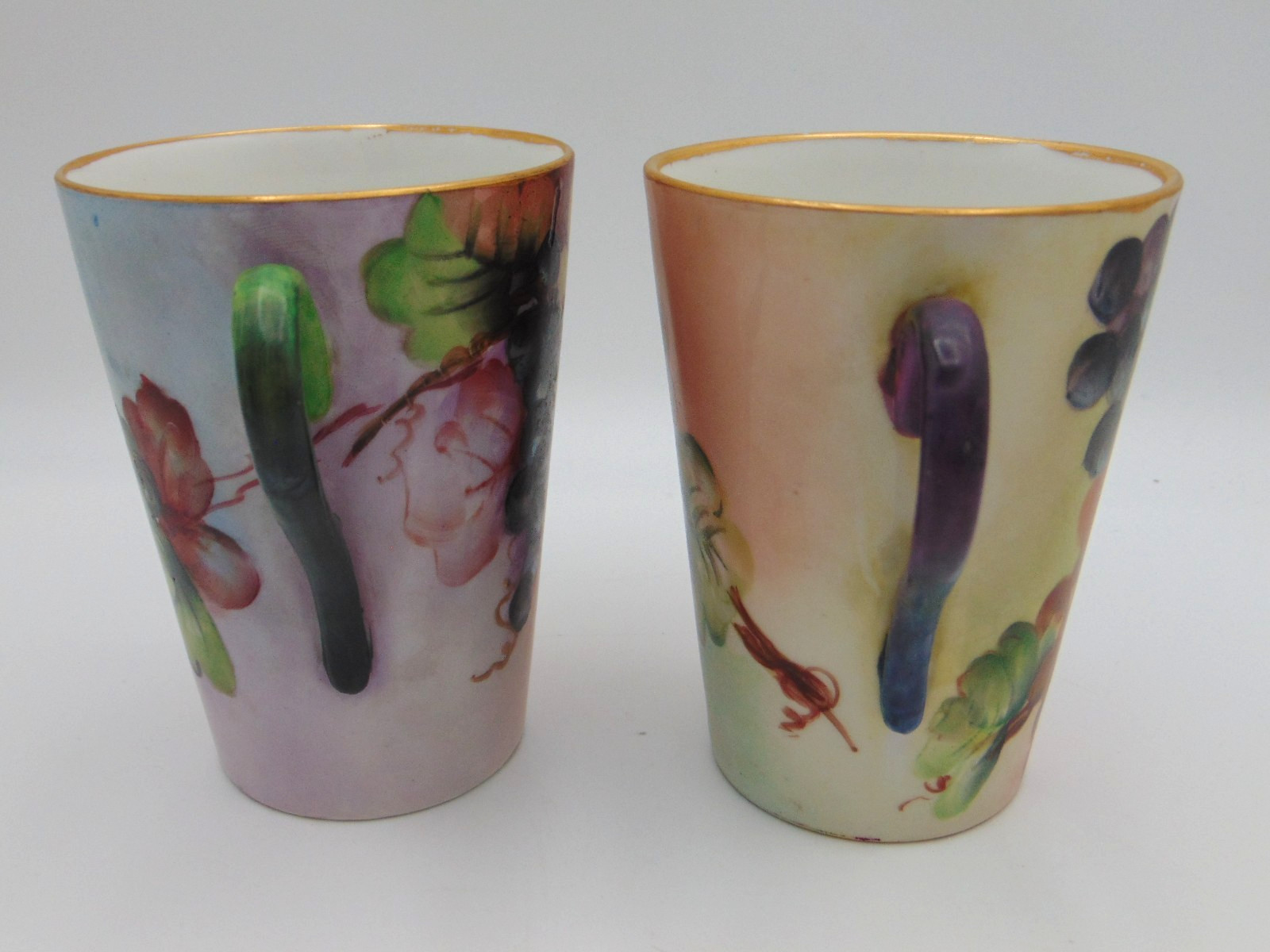 Antique WG Guérin Limoges Hand Painted Grape Cluster Cider Pitcher Cup / Mug Set
