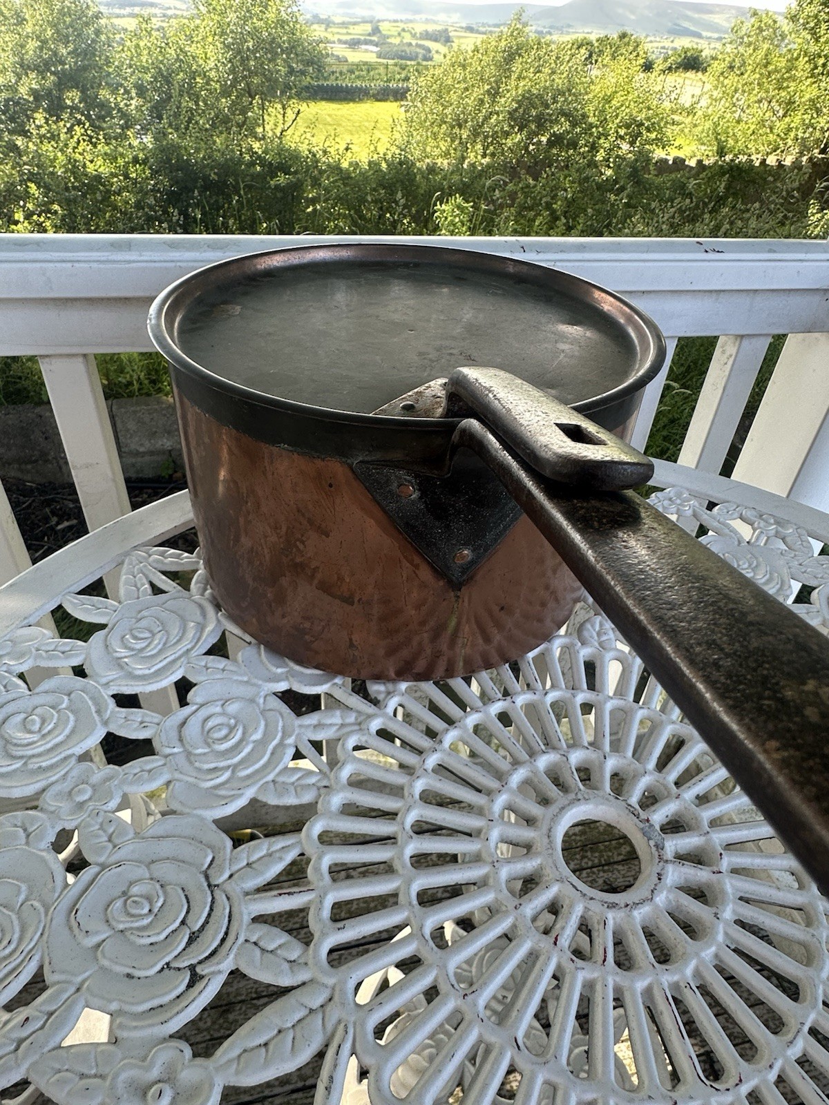 Antique Massive Heavy Stamped Copper Pan With Original Lid 10kg 62x32x28cm