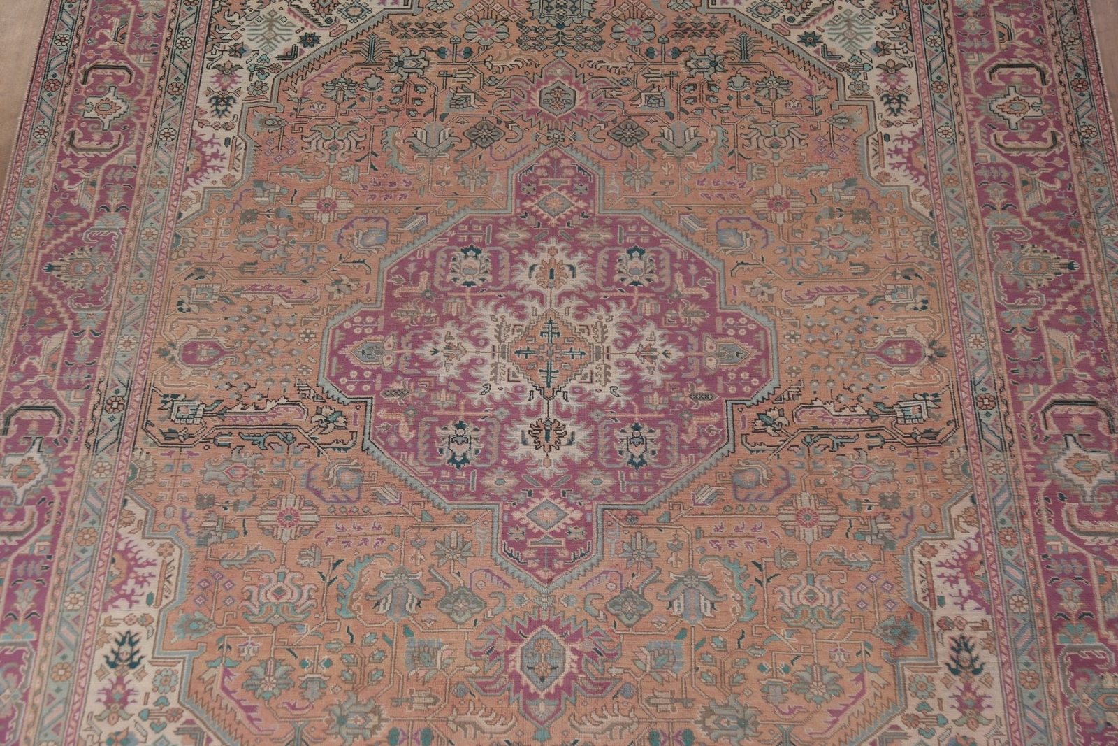 Vintage Geometric Rust/ Purple Tebriz Traditional Hand-knotted Area Rug 10×12