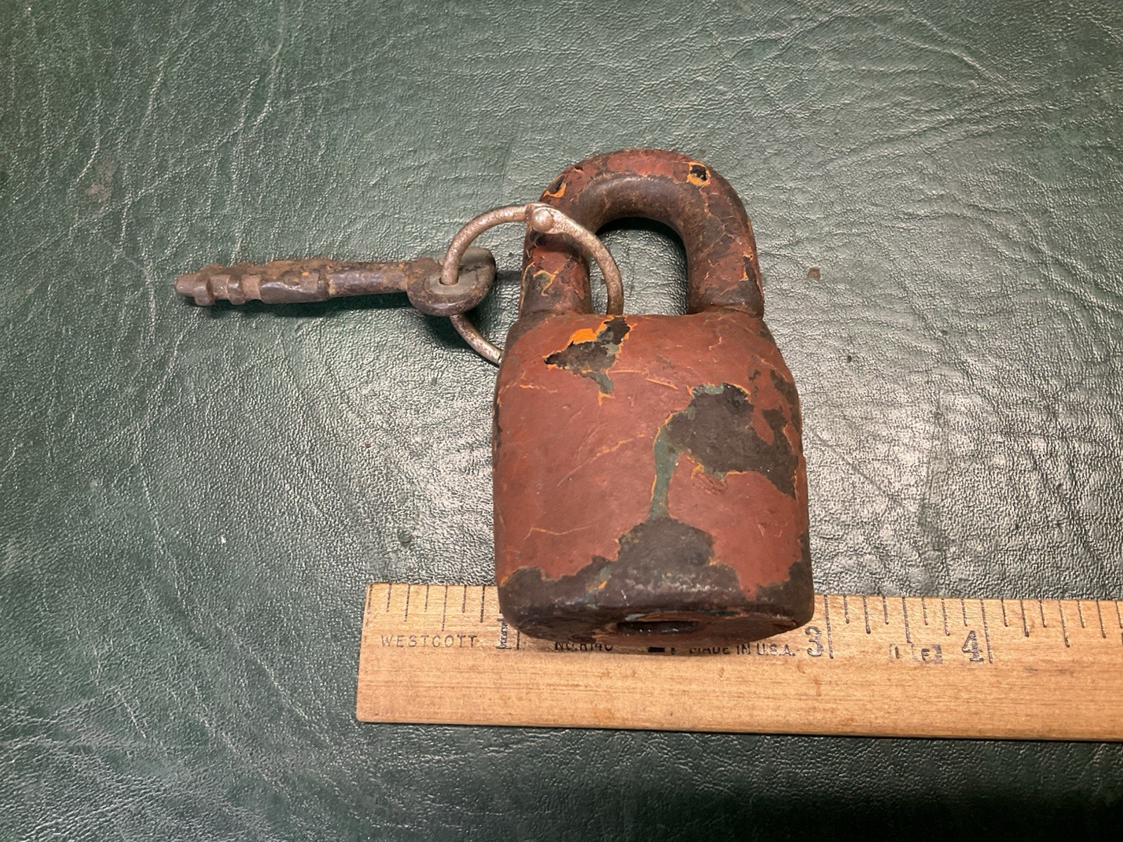Antique Cast Iron Scandinavian Jail Padlock 3.5″ w/ Key ~ Working