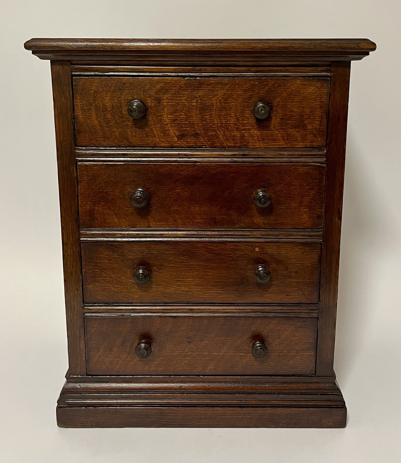 Antique Oak Tabletop Miniature Apprentice Chest of Drawers Collectors Jewellery