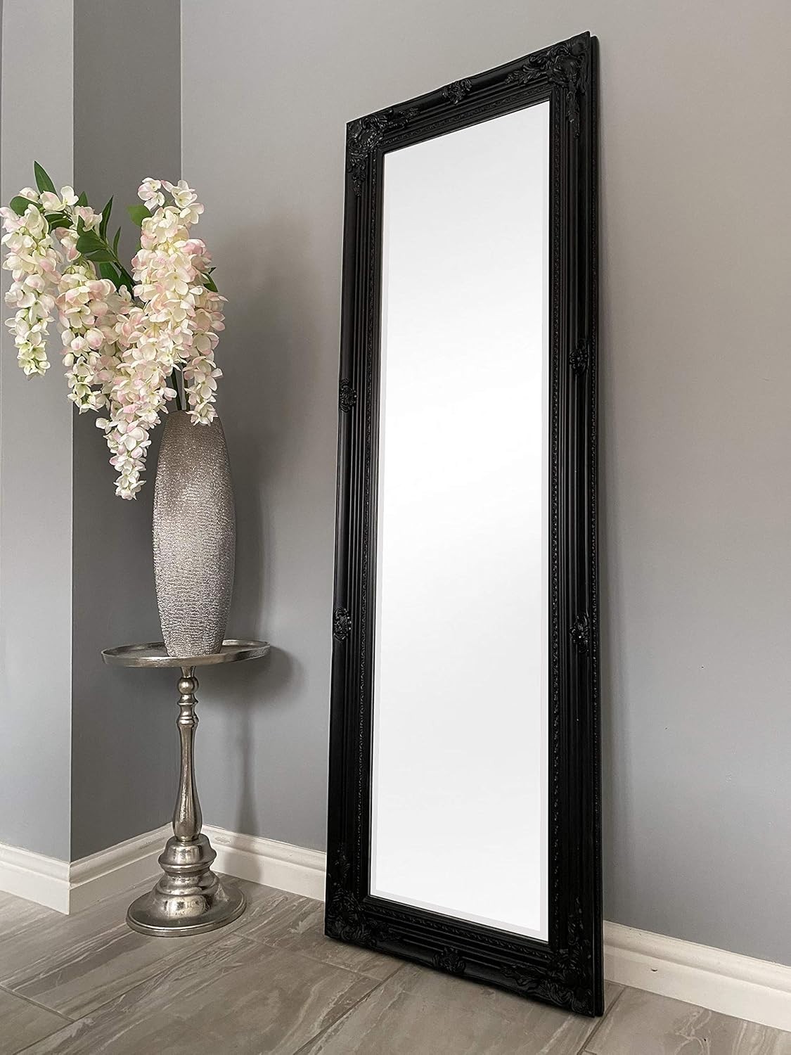 Statement Vintage Black Full Length Wall Mirror | Elegant 142cm x 47cm Design