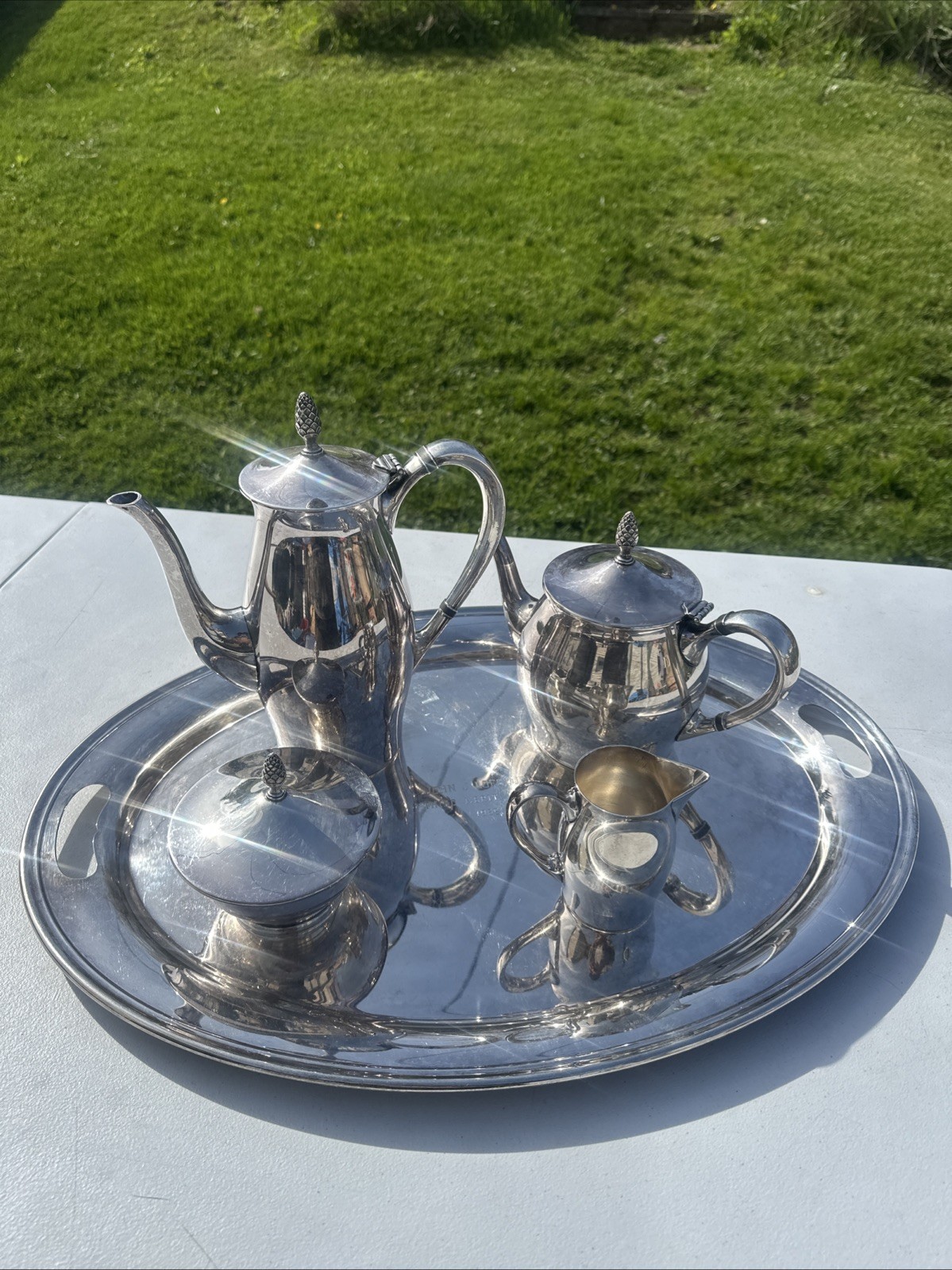 VTG Gorham EP YC407 Silverplate Coffee Tea Service Set Tray 1969 Merit Award