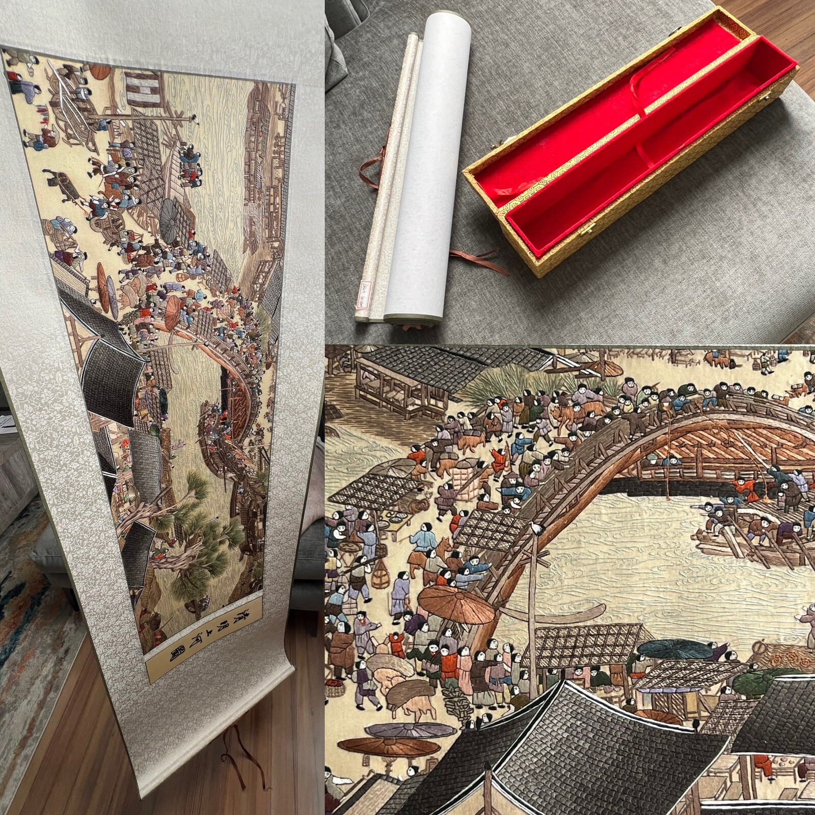 VIBRANT!✨ALONG THE RIVER During The Qingming Festival SILK Chinese Scroll! FAST!
