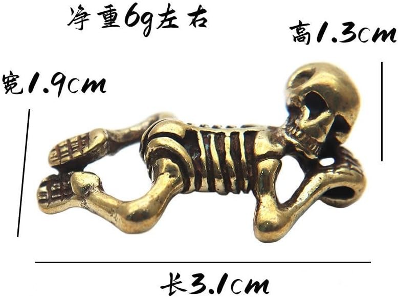 Mini brass creative human skeleton statue key chain pendant pendant handicraft