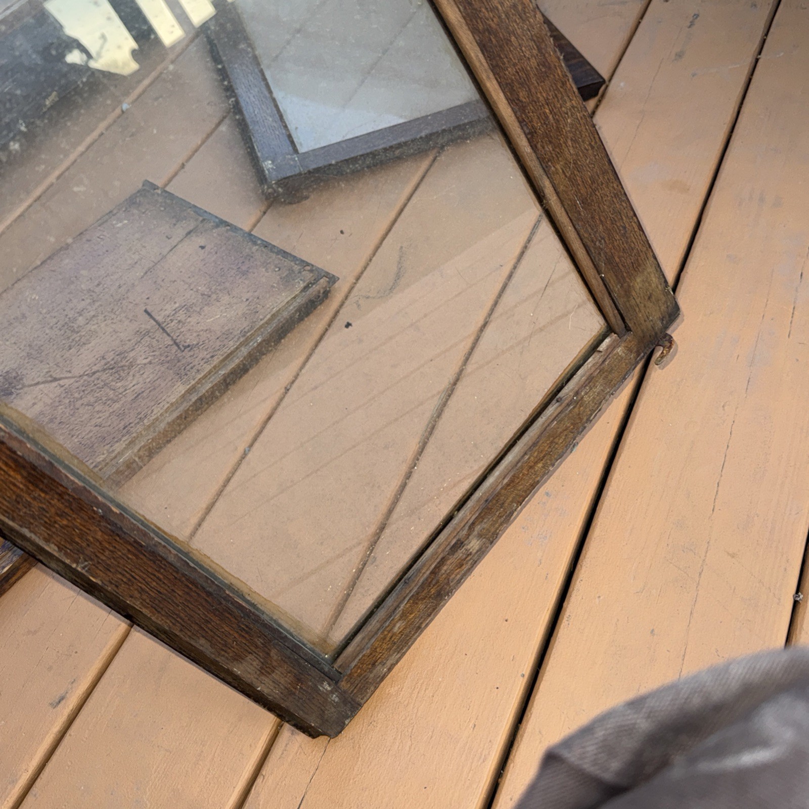 Antique Oak 2 Sections Barrister bookcase For Restoration Missing 2 Back Pieces