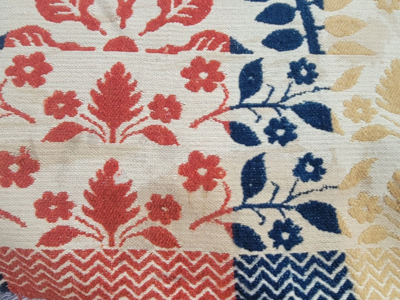 JACQUARD COVERLET COLORFUL SIGNED DATED A.W. 1859 76X90″