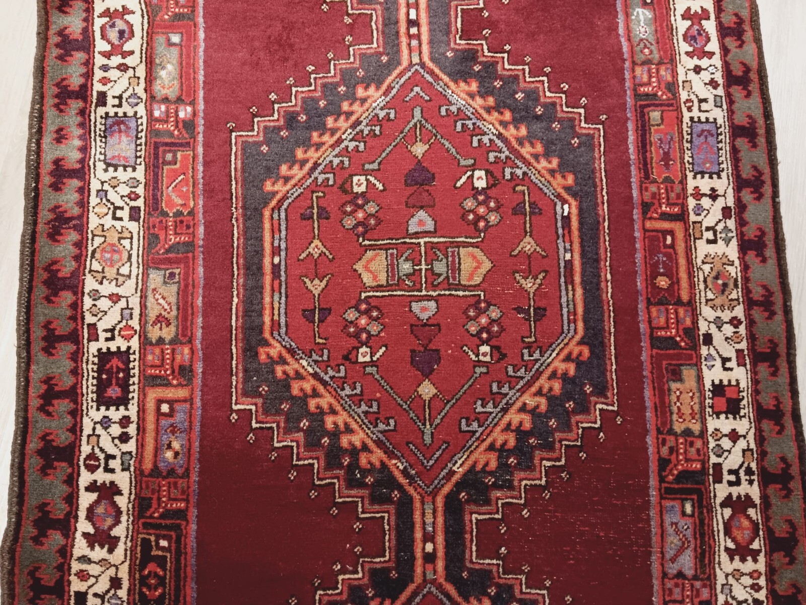 ESTATE Circa 1950 11 FEET Runner Azerbaijan Handmade-knotted Rug Wool 586480